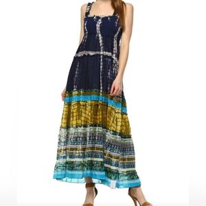 Bohemian Maxi Dress in Blue and Yellow